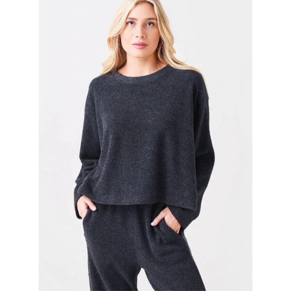 Velvet By Graham & Spencer Arissa Pullover Sz XS Charcoal Gray minimalist tradit